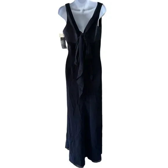 🔥 SALE 🔥 NEW Vintage Adrianna Papell Evenings Navy Blue Sleeveless Long Dress 10 - Picture 2 of 15